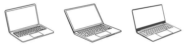 Laptop Lineaire Pictogram Set Collectie Vector Illustratie Witte Achtergrond — Stockvector