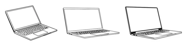 Laptop Conjunto Ícones Lineares Coleção Ilustração Vetorial Sobre Fundo Branco — Vetor de Stock