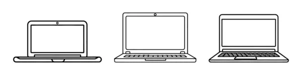 Set Icone Lineari Laptop Collezione Illustrazione Vettoriale Sfondo Bianco — Vettoriale Stock