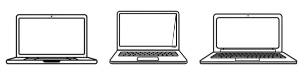 Laptop Lineært Ikonsett Samling Vektorillustrasjon Hvit Bakgrunn – stockvektor