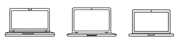 Laptop Conjunto Ícones Lineares Coleção Ilustração Vetorial Sobre Fundo Branco — Vetor de Stock