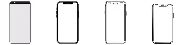 Σύνολο Smartphone Περίγραμμα Απλό Σύγχρονο Σχεδιασμό Σύνολο Τηλεφώνου Λευκό Φόντο — Διανυσματικό Αρχείο