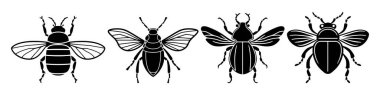 Set böcekler böcek siyah siluet hayvan. Vektör Illustrator.