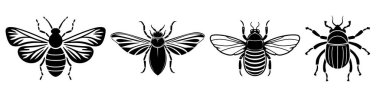 Set böcekler böcek siyah siluet hayvan. Vektör Illustrator.