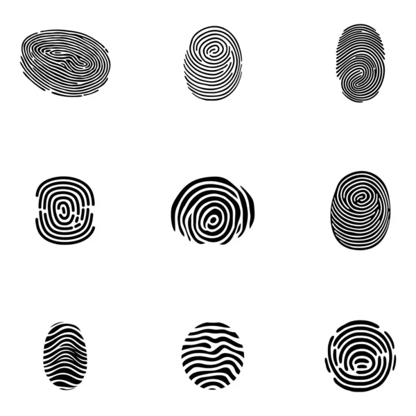 Set Fingerprints Vector Illustration Isolated White Background — Stock Vector