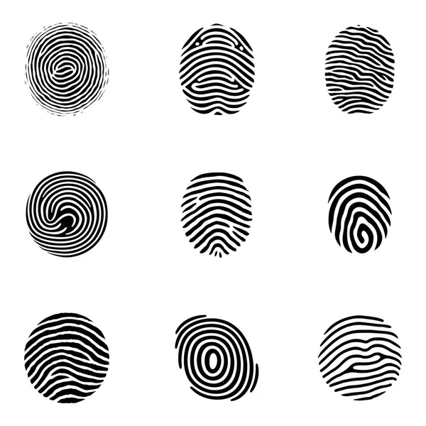 指紋のセット白い背景に隔離されたベクターイラスト — ストックベクタ