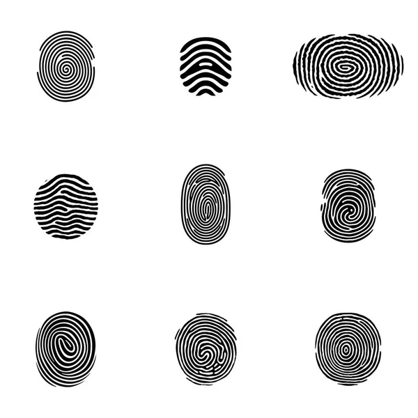 Set Fingerprints Vector Illustration Isolated White Background — Stock Vector