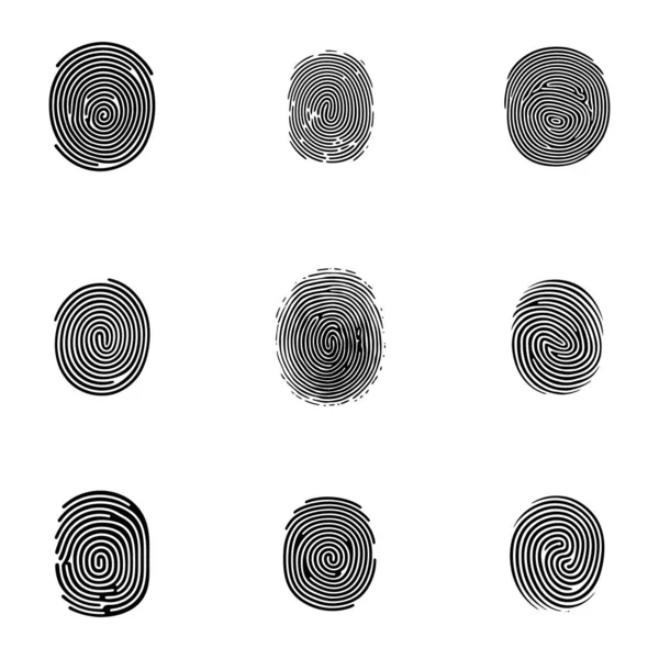 Set Impronte Digitali Illustrazione Vettoriale Isolata Sfondo Bianco — Vettoriale Stock