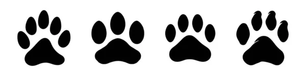 病媒猫和狗爪子图标 白色背景上不同大小的标志集 — 图库矢量图片