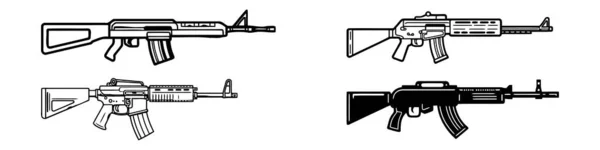 Collection Illustration Silhouette Vectorielle Fusil Isolée Sur Fond Blanc — Image vectorielle