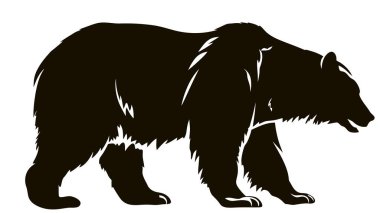 Beyaz arkaplanda izole edilmiş vektör ayı silueti.