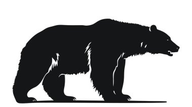 Beyaz arkaplanda izole edilmiş vektör ayı silueti.