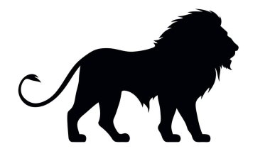 Aslan silueti. Beyaz arkaplanda vektör illüstrasyonu.