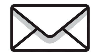 Beyaz arkaplanda e- posta zarfı simgesi vektör çizimi.