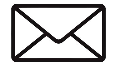 Beyaz arkaplanda e- posta zarfı simgesi vektör çizimi.