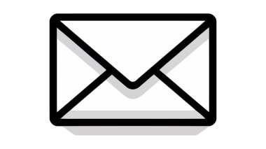 Beyaz arkaplanda e- posta zarfı simgesi vektör çizimi.