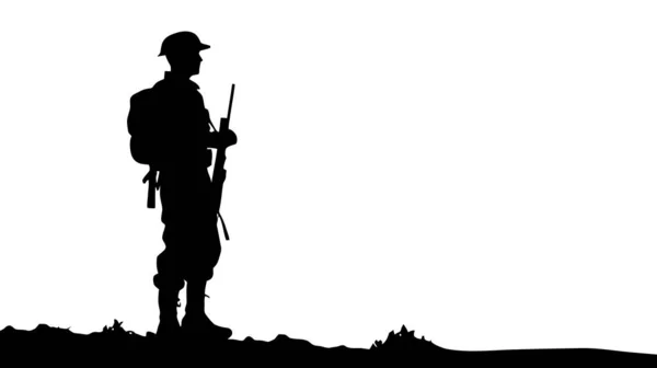 Soldat Silhouette Vectorielle Noire Isolé Sur Fond Blanc — Image vectorielle