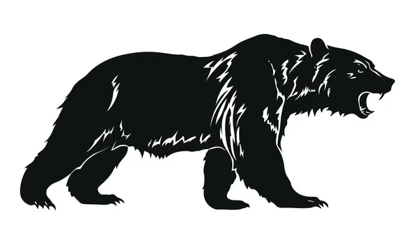 Vector Bear Silhouette Isolated White Background — Stock Vector