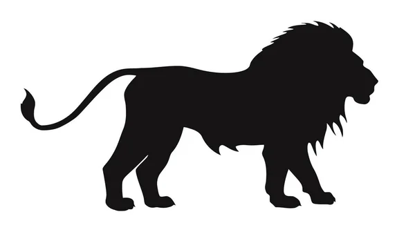 Silhouette Lion Illustration Vectorielle Sur Fond Blanc — Image vectorielle