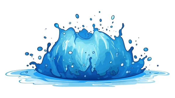 Blue Water Splash Vector Illustration White Background — Stock Vector