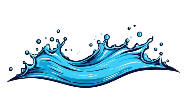 Niebieski Woda Splash Wektor Ilustracja Białym Tle — Wektor stockowy