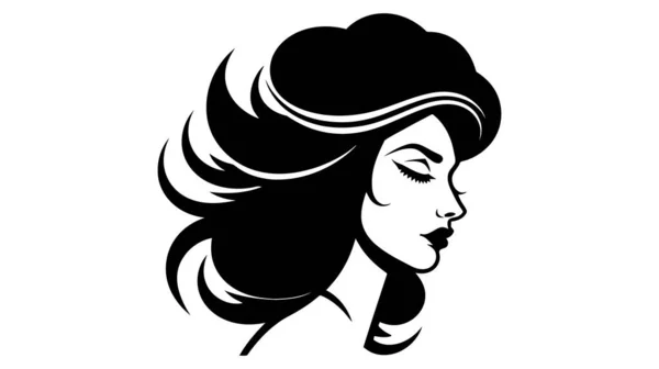 여자의 아름다운 실루엣 Salon Logo Vector Illustration White Background — 스톡 벡터