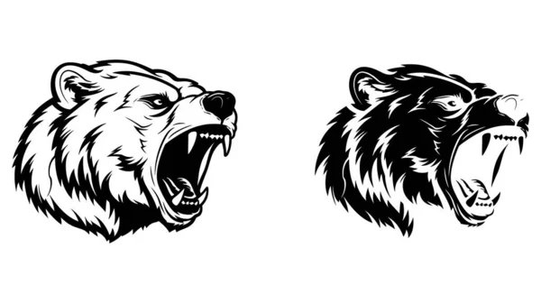 Bear Head Illustration Logo Vector Drawing Bear White Background — Stock Vector
