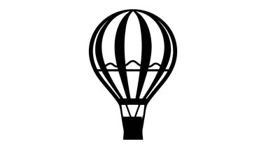 Sıcak hava balonu ikonu, modern yassı tasarım sembolü. Vektör illüstrasyonu, siluet.