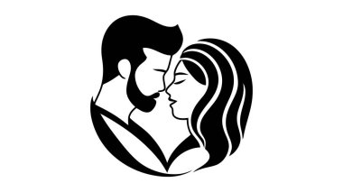 Birbirine aşık çift, beyaz arka planda vektör logosu.