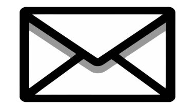 Beyaz arkaplanda e- posta zarfı simgesi vektör çizimi.