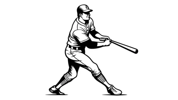 Baseball Játékos Vektor Sziluett Izolált Tészta Ikon — Stock Vector