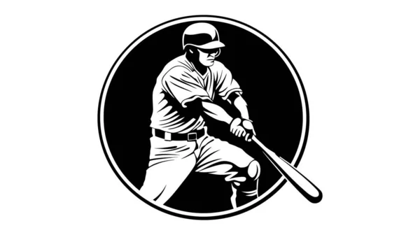 Baseball Spelare Vektor Siluett Isolerad Smet Ikon — Stock vektor