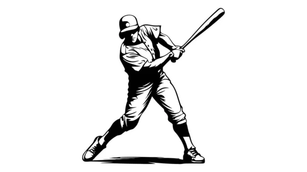 Baseball Spelare Vektor Siluett Isolerad Smet Ikon — Stock vektor