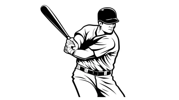 Silhouette Vectorielle Joueur Baseball Icône Pâte Isolée — Image vectorielle