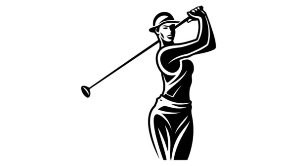 Logo Vettoriale Golf Con Illustrazione Golfista Che Colpisce Una Pallina — Vettoriale Stock