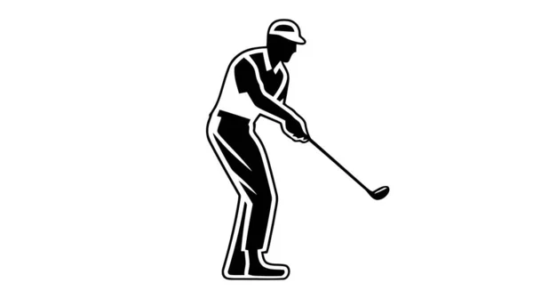 Vector Logo Voor Golf Met Illustratie Van Een Golfer Slaan — Stockvector