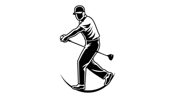 Golf Için Golf Logosu Golf Topuna Vuran Bir Golfçü Resmi — Stok Vektör