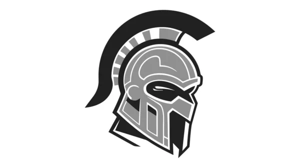 骑士武士头盔 中世纪士兵的隐秘盔甲 古罗马角斗士或斯巴达战士 矢量标识 — 图库矢量图片