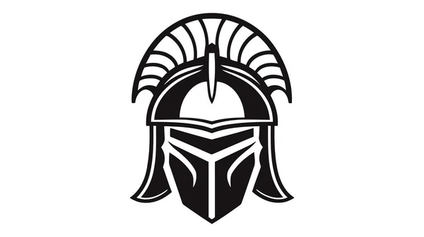 騎士の戦士ヘルメット 中世の兵士の紋章鎧 古代ローマの剣闘士やスパルタの戦闘機 ベクターロゴ アイコン — ストックベクタ