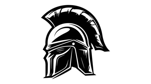 骑士武士头盔 中世纪士兵的隐秘盔甲 古罗马角斗士或斯巴达战士 矢量标识 — 图库矢量图片