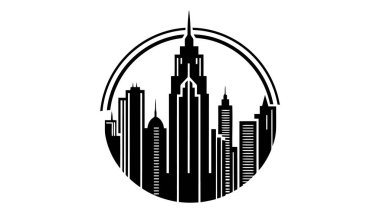 Siyah vektör şehir silueti ile. Vektör İllüstrasyonu.