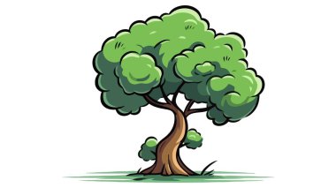 Basit ağaç vektör simgesi, logo. Beyaz arkaplanda düz ağaç.