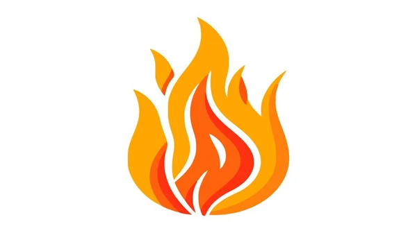 Tűz Láng Piros Láng Elvont Stílusban Fehér Háttérrel Lapos Tűz — Stock Vector