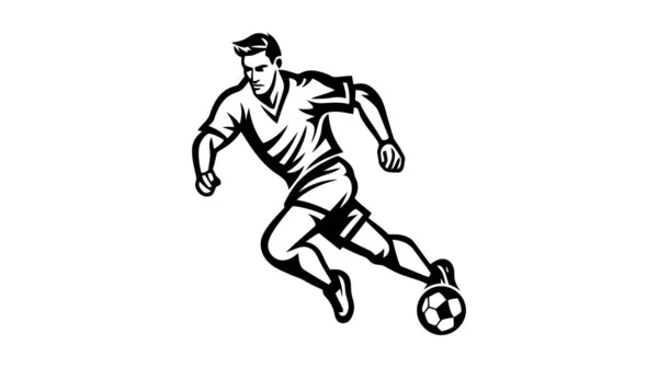 Silhouette Joueur Football Vectoriel Joueur Tir Fond Blanc — Image vectorielle
