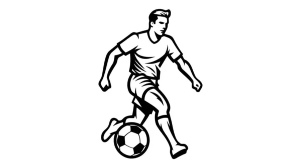 Διάνυσμα Σιλουέτα Ποδοσφαιριστή Παίκτης Γυρίσματα Λευκό Φόντο — Διανυσματικό Αρχείο