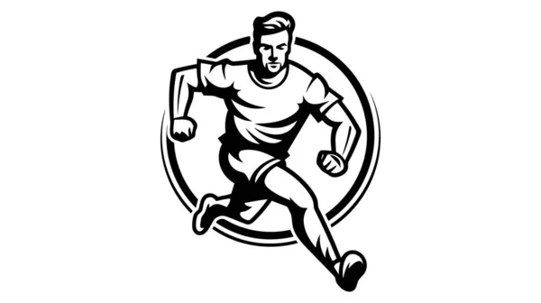 Running Sprinter Man Flat Vector Illustration Icon Logo Design Isolated — Stock Vector