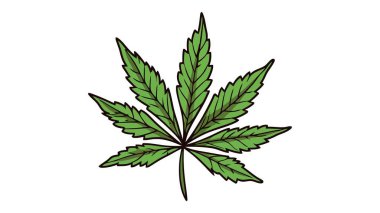 Kenevir yaprağı simgesi işareti. Beyaz arkaplanda vektör marihuana simgesi.