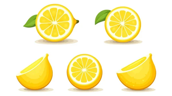 Frische Zitronenfrüchte Sammlung Von Vektorillustrationen — Stockvektor