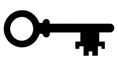 Old door key vector icon illustration isolated on white background. clipart