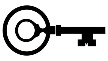 Beyaz arkaplanda izole edilmiş eski kapı anahtar vektör resimlemesi.